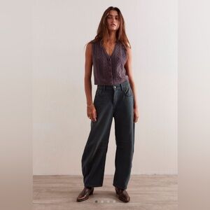 We the Free Good Luck Mid-Rise Barrel Jeans, Size 25, Luke Green, New with Tags